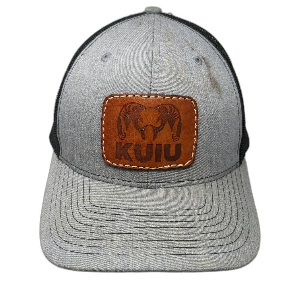 KUIU Trucker Hat Gray One Size Snapback Leather Patch Ram Hunting Richardson